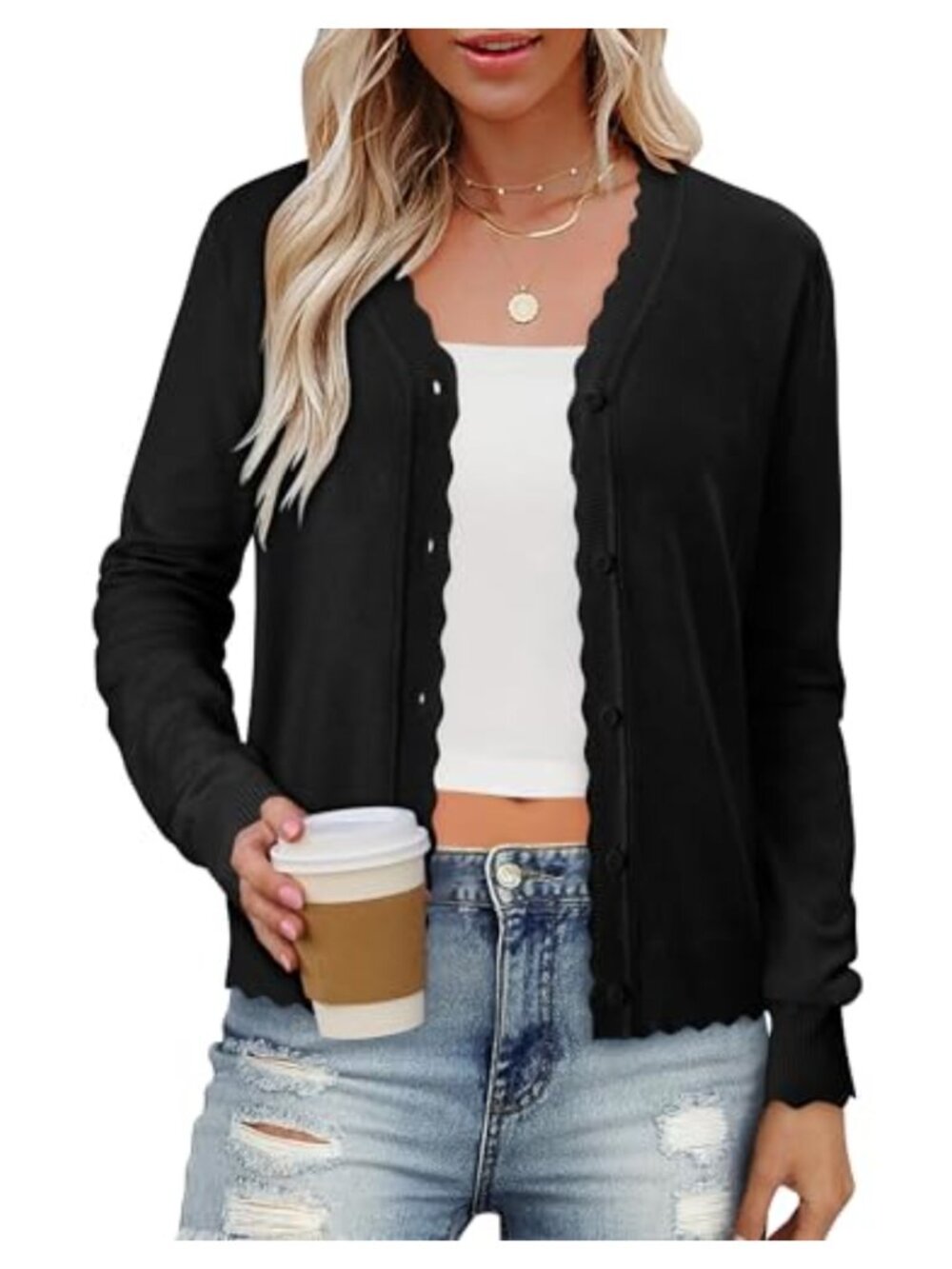 Women's Cropped Cardigan V-Neck Button Down Long Sleeve Knit Sweater Fall